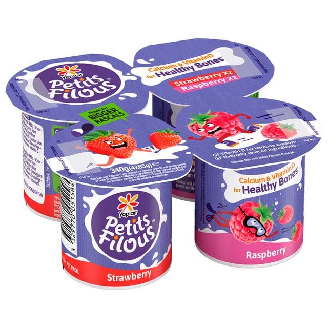 Petits Filous Kids Strawberry & Raspberry Yoghurt 4x85g - gallery image 2
