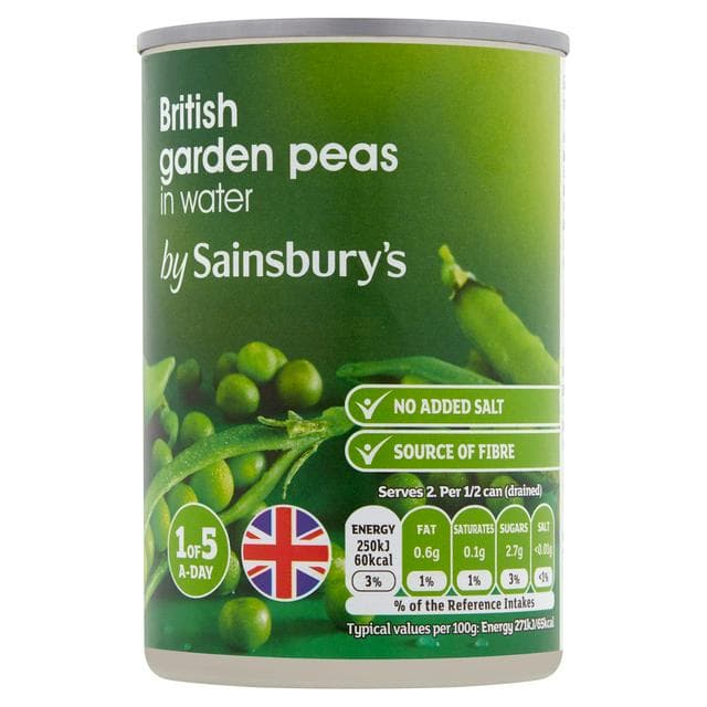 Sainsbury's Garden Peas In Water 300g (185g*) - gallery image 1