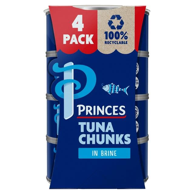 Princes 4x145g in Brine Tuna Chunks (4x102g Drained) - gallery image 1