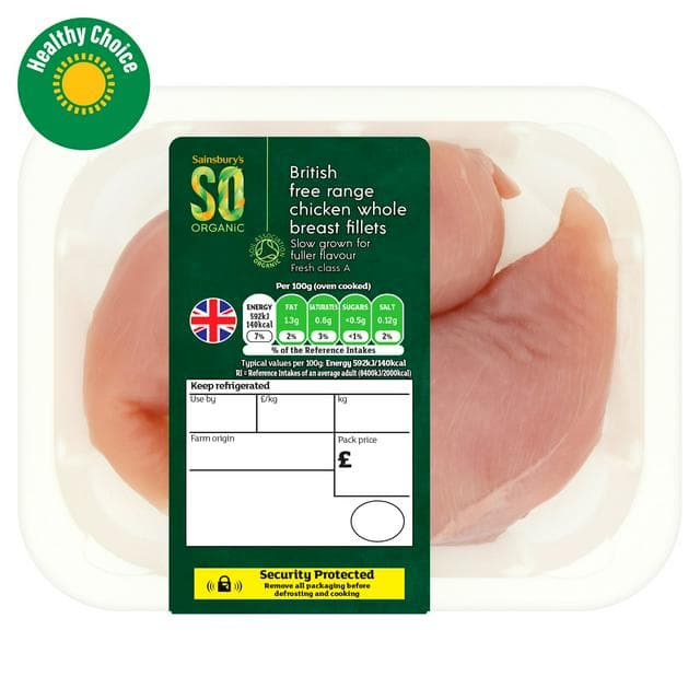 Sainsbury's (Approx. 325g) British Free Range Chicken Breast Fillets, SO Organic - gallery image 1