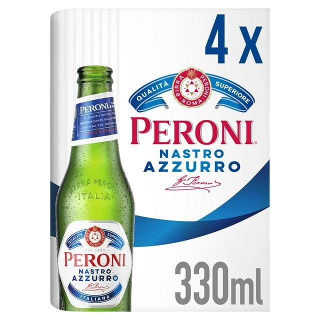 Peroni Nastro Azzurro Beer Lager Bottles 4x330ml - gallery image 1