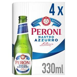 Peroni Nastro Azzurro Beer Lager Bottles 4x330ml