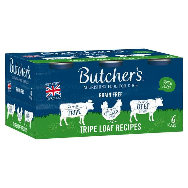 Butcher's Tripe Loaf Recipes Wet Dog Food Tins 6x400g - gallery image 1