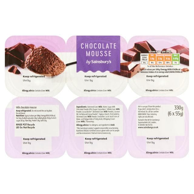Sainsbury's 6 x 55g Chocolate Mousse - gallery image 1