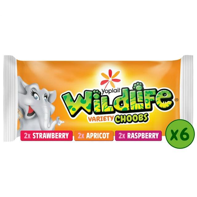 Wildlife Choobs Kids Strawberry, Raspberry & Apricot Yoghurt Tubes 6x37g - gallery image 1
