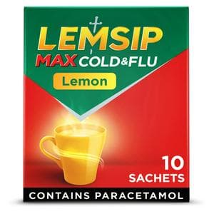 Lemsip 10 Lemon Max Cold & Flu Remedy Sachets