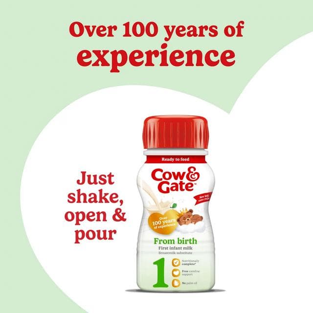Cow & Gate 1 First Infant Baby Milk Formula Liquid From Birth Ready To Feed 200ml - gallery image 2