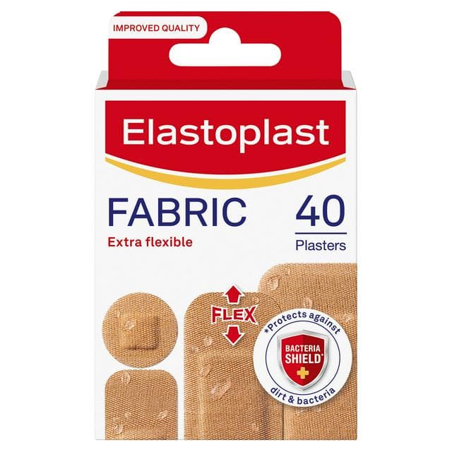 Elastoplast Fabric Plasters, Extra Flexible Assorted Strips x40 - gallery image 1