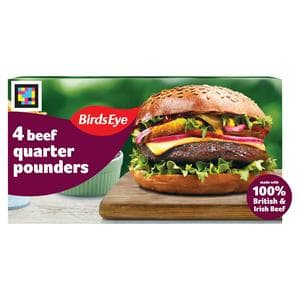 Birds Eye 4 x Classic Beef Quarter Pounder Burgers with Onion 454g