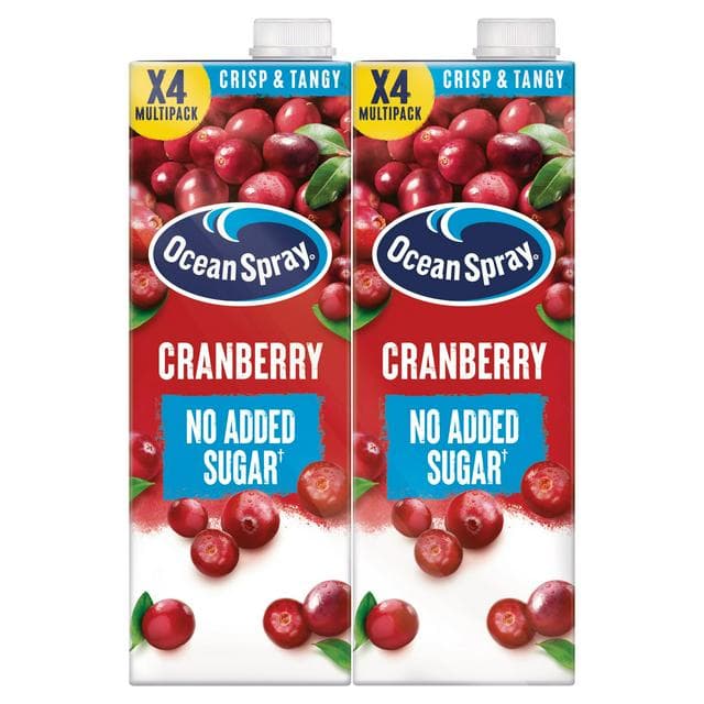 Ocean Spray Cranberry No Added Sugar 4 x 1L - gallery image 1
