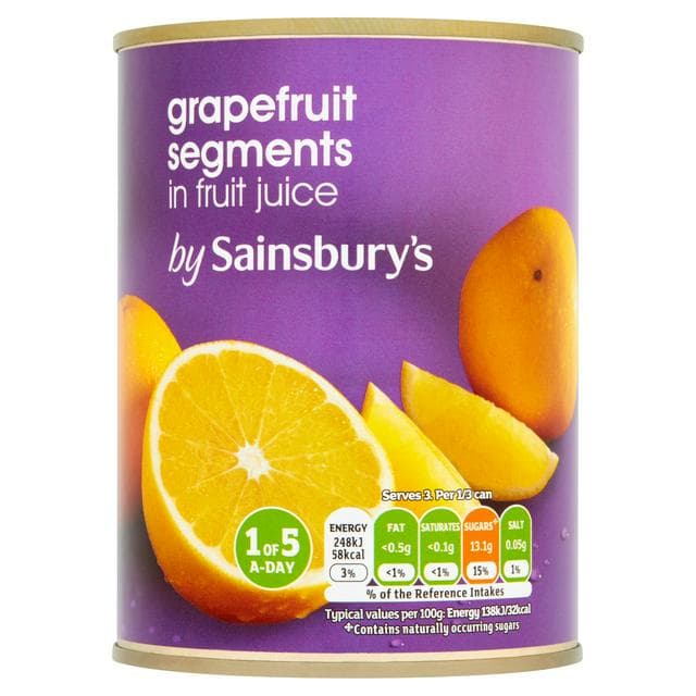 Sainsbury's Grapefruit Segments In Juice, Unsweetened 539g - gallery image 1