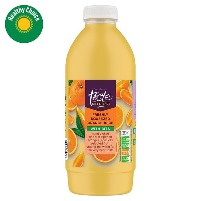 Sainsbury's Freshly Squeezed Orange Juice with Bits, Taste the Difference 1L - gallery image 1