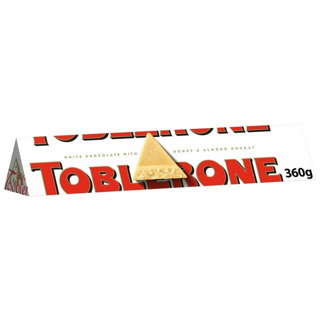 Toblerone White Chocolate with Honey & Almond Nougat Bar Gift 340g - gallery image 1