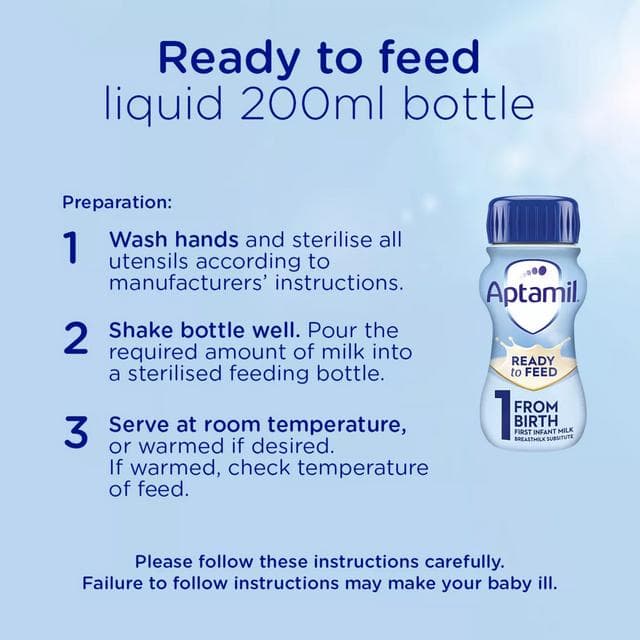 Aptamil 1 First Infant Baby Milk Formula Liquid From Birth Ready To Feed 200ml - gallery image 3