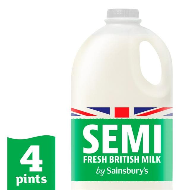 Sainsbury's British Semi Skimmed Milk 2.27L (4 pint) - gallery image 1