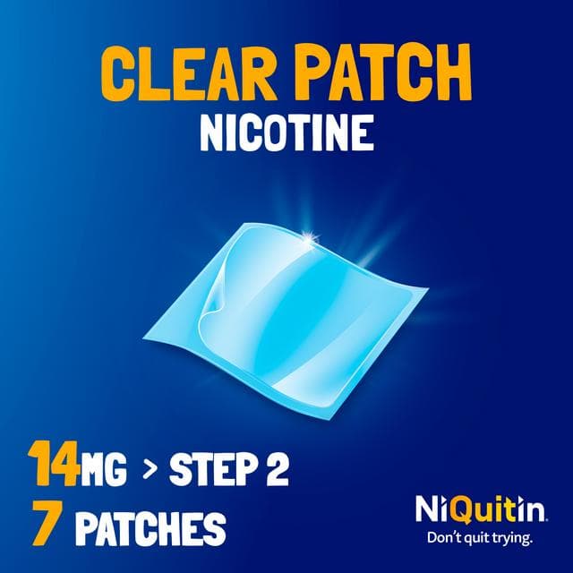 NiQuitin Clear Patch Step 2 Quit Smoking Aid - 7 Nicotine Patches for 1 Weeks Treatment 14mg - gallery image 6