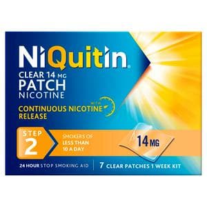 NiQuitin Clear Patch Step 2 Quit Smoking Aid - 7 Nicotine Patches for 1 Weeks Treatment 14mg
