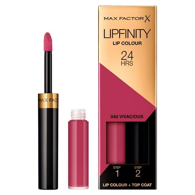 Max Factor Lipfinity Lip Colour Lipstick 2 Step Long Lasting 040 Vivacious 2.3ml + 1.9g - gallery image 1