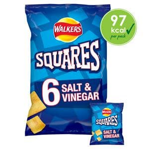 Walkers Squares Salt & Vinegar Multipack CrispsSnacks 6x22g