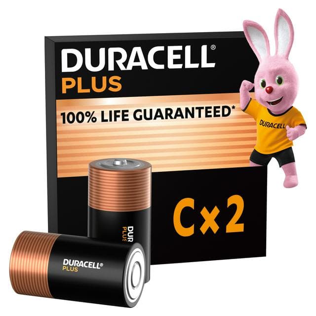 Duracell Plus Alkaline C Batteries, pack of 2 - gallery image 1