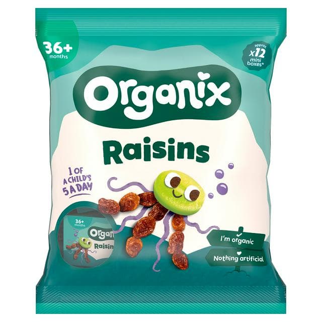 Organix Mini Organic Raisin Snack Boxes Toddler Snacks Multipack 12 months+ 12x14g - gallery image 1
