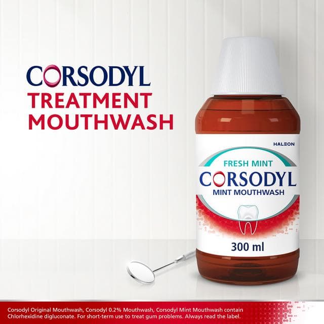 Corsodyl Medicated Antibacterial Mouthwash Fresh Mint 300ml - gallery image 5