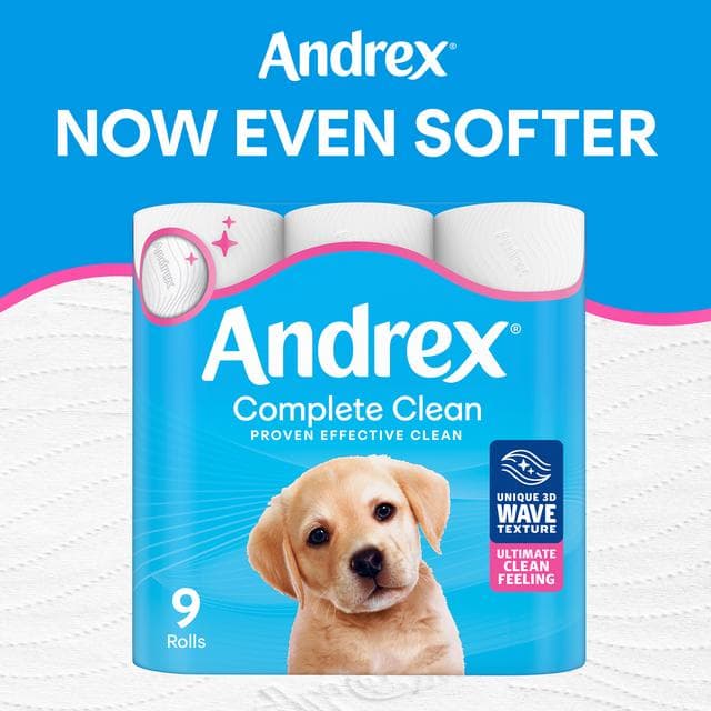 Andrex Complete Clean Toilet Rolls x9 - gallery image 3