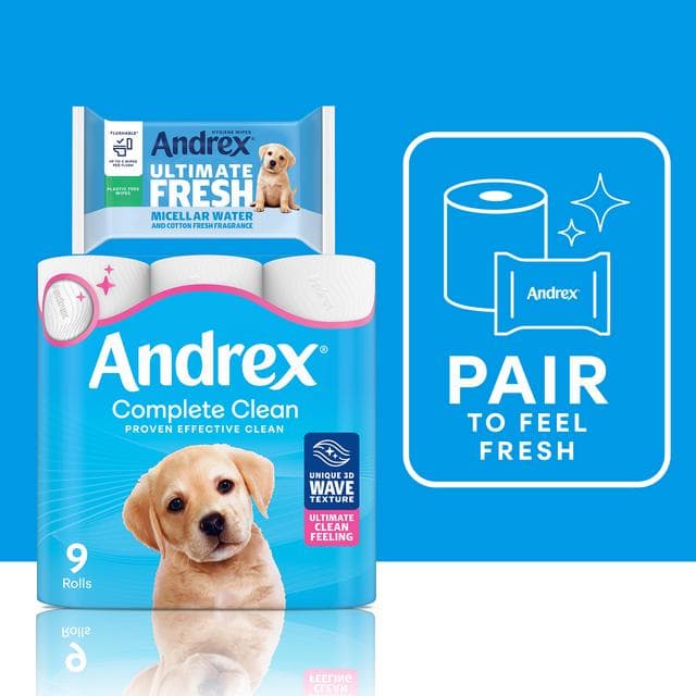 Andrex Complete Clean Toilet Rolls x9 - gallery image 4