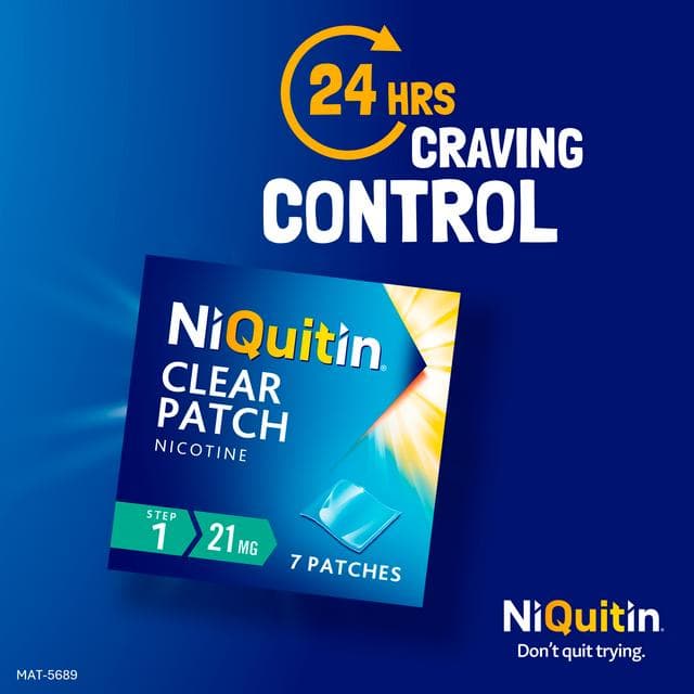 NiQuitin Clear Patch Step 1 Quit Smoking Aid - 7 Nicotine Patches for 1 Weeks Treatment 21mg - gallery image 5