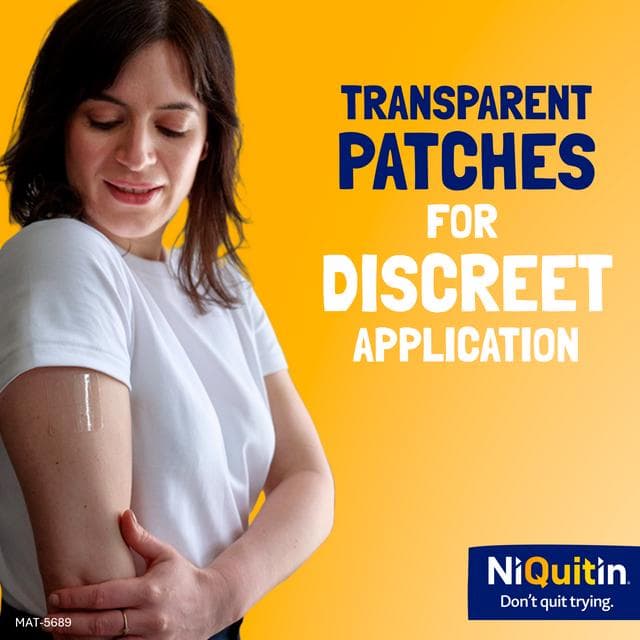 NiQuitin Clear Patch Step 1 Quit Smoking Aid - 7 Nicotine Patches for 1 Weeks Treatment 21mg - gallery image 6