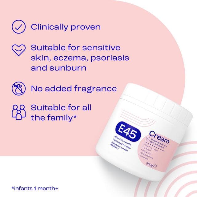 E45 Moisturiser Cream for Dry Skin & Eczema 350g - gallery image 2