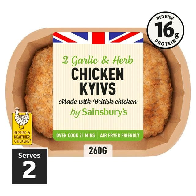 Sainsbury's Fresh British Chicken Breaded Kyiv With garlic & Herb Butter x2 260g - gallery image 1