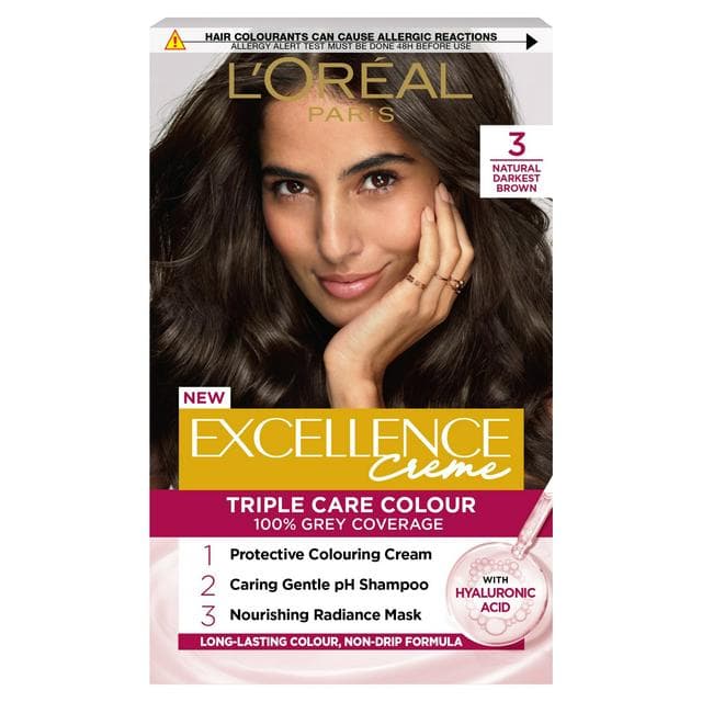 L'Oreal Paris Excellence Permanent Hair Dye Natural Darkest Brown 3 - gallery image 1