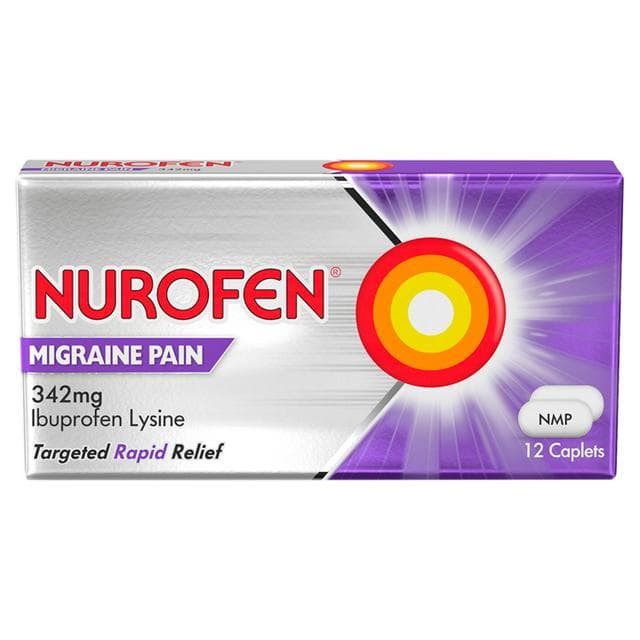 Nurofen Ibuprofen 342mg Migraine Pain, Caplets x12 - gallery image 1