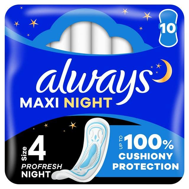 Always Maxi Profresh Night Sanitary Towels Without Wings x9 - gallery image 1
