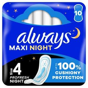 Always Maxi Profresh Night Sanitary Towels Without Wings x9
