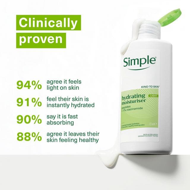 Simple Kind to Skin Hydrating Light Face Moisturiser for Dry or Sensitive Skin 125ml - gallery image 5