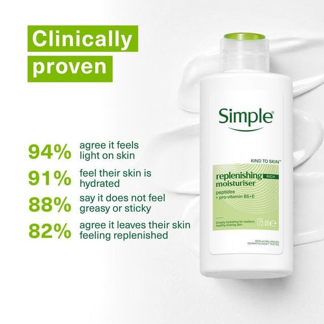 Simple Kind To Skin Replenishing Rich Face Moisturiser for Dry Skin 125ml - gallery image 5