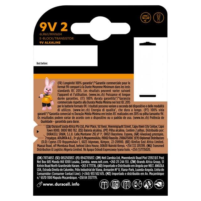 Duracell Plus 9V Alkaline Batteries, pack of 2 - gallery image 2