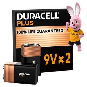Duracell Plus 9V Alkaline Batteries, pack of 2