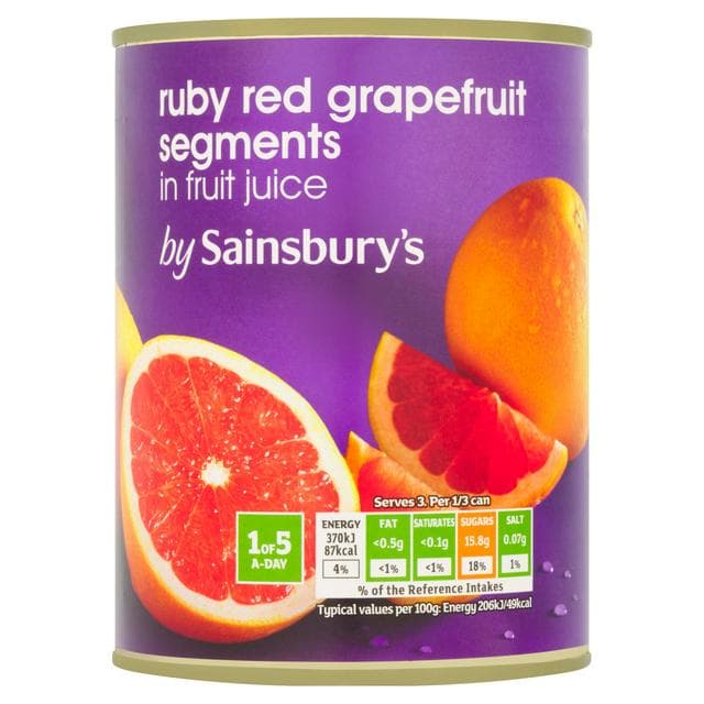 Sainsbury's Ruby Red Grapefruit Segments In Fruit Juice 539g - gallery image 1
