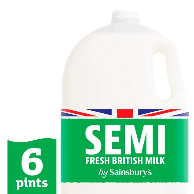 Sainsbury's British Semi Skimmed Milk 3.4L (6 pint) - gallery image 1
