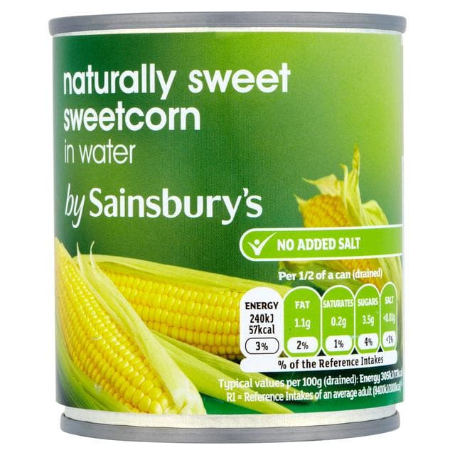 Sainsbury's Naturally Sweet Sweetcorn In Water 198g (157g*) - gallery image 1