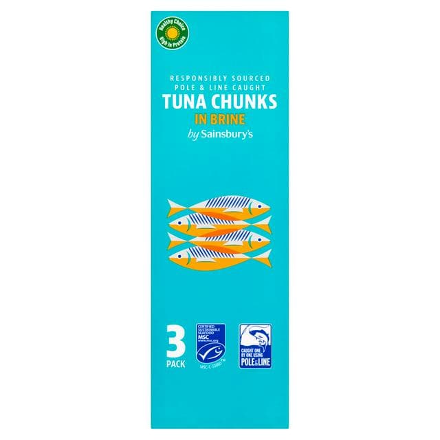Sainsbury's 3x80g in Brine Tuna Chunks (3x56g Drained) - gallery image 1