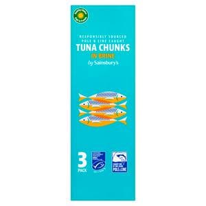 Sainsbury's 3x80g in Brine Tuna Chunks (3x56g Drained)