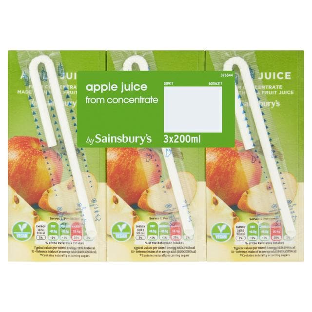 Sainsbury's Pure Apple Juice 3x200ml - gallery image 1