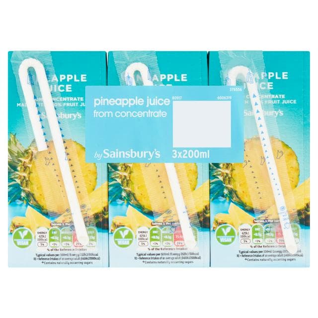 Sainsbury's Pure Pineapple Juice 3x200ml - gallery image 1