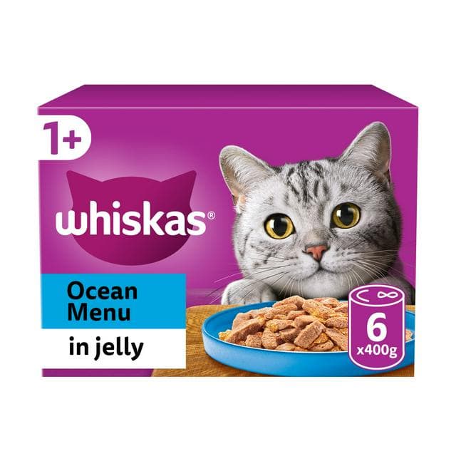 Whiskas Ocean Menu in Jelly Adult Wet Cat Food Tin 6 x 400g - gallery image 1