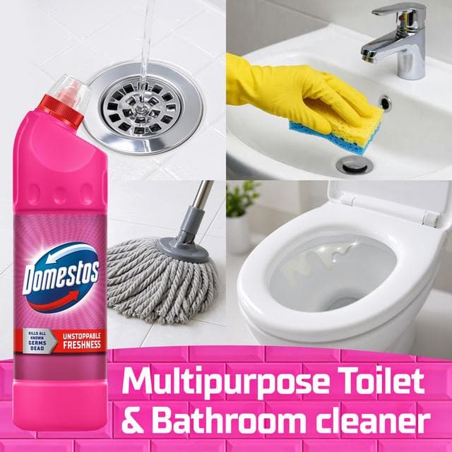 Domestos Pink Power Thick Bleach Toilet & Multipurpose Cleaner 750ml - gallery image 3