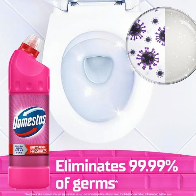 Domestos Pink Power Thick Bleach Toilet & Multipurpose Cleaner 750ml - gallery image 5